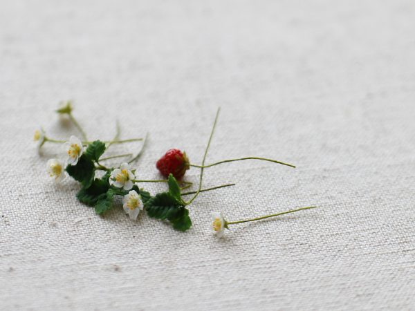 クレイフラワー　ミニチュア　イチゴ 花