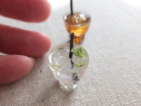 glass　ミニチュア　ミント水　ウーロン茶