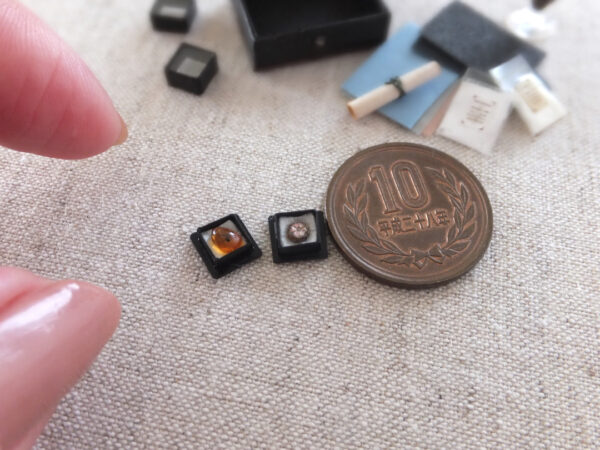 miniature handmade ミニチュア　菫青石 桜石 琥珀 amber